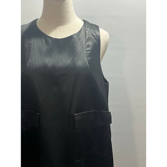 Carven Modern Deconstructed Black Sleeveless Asymmetrical Pockets Top Sz 42/10 - Picture 3 of 10